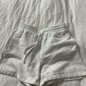 aritzia fleece sweatshort white